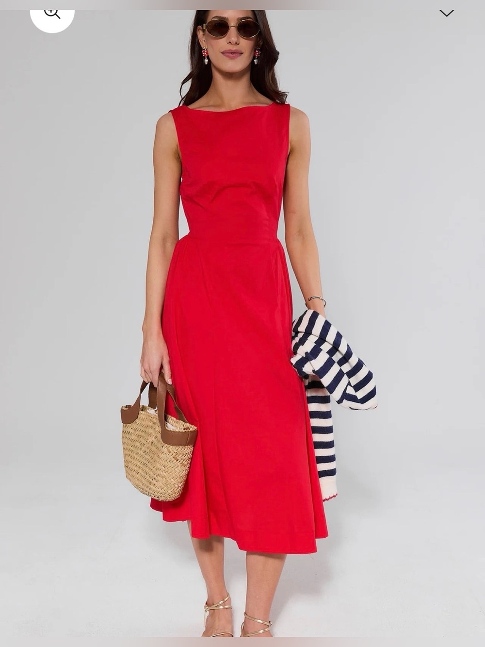 NWT Avara Red Boat Neck Midi Dress Sz S